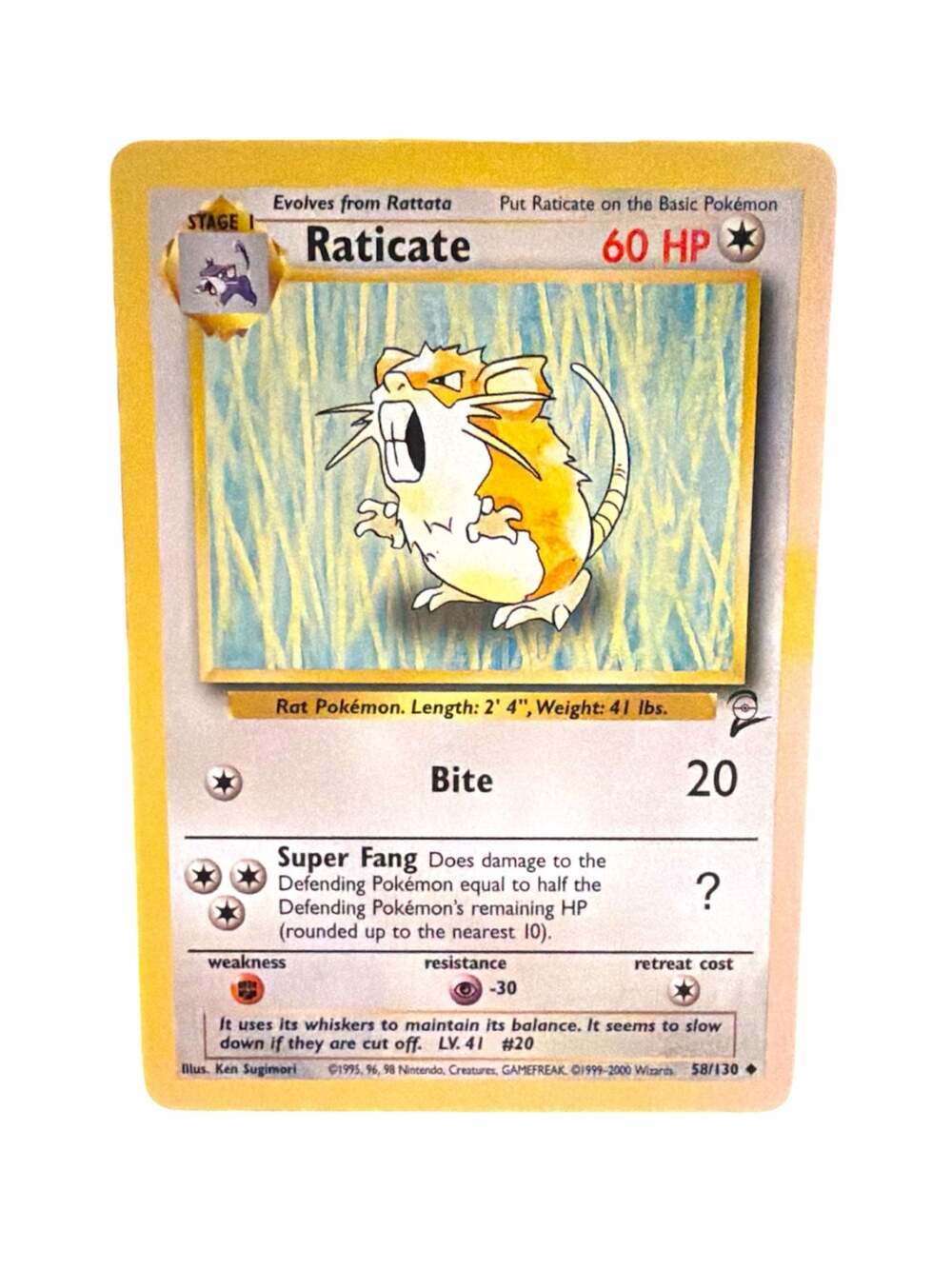 Pokémon Base Set 2 Raticate 58/130 Uncommon Card
